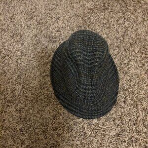 Hanna Hats Irish Tweed Bucket Hat Men's Small Dark Gray Plaid 100% Wool Lined